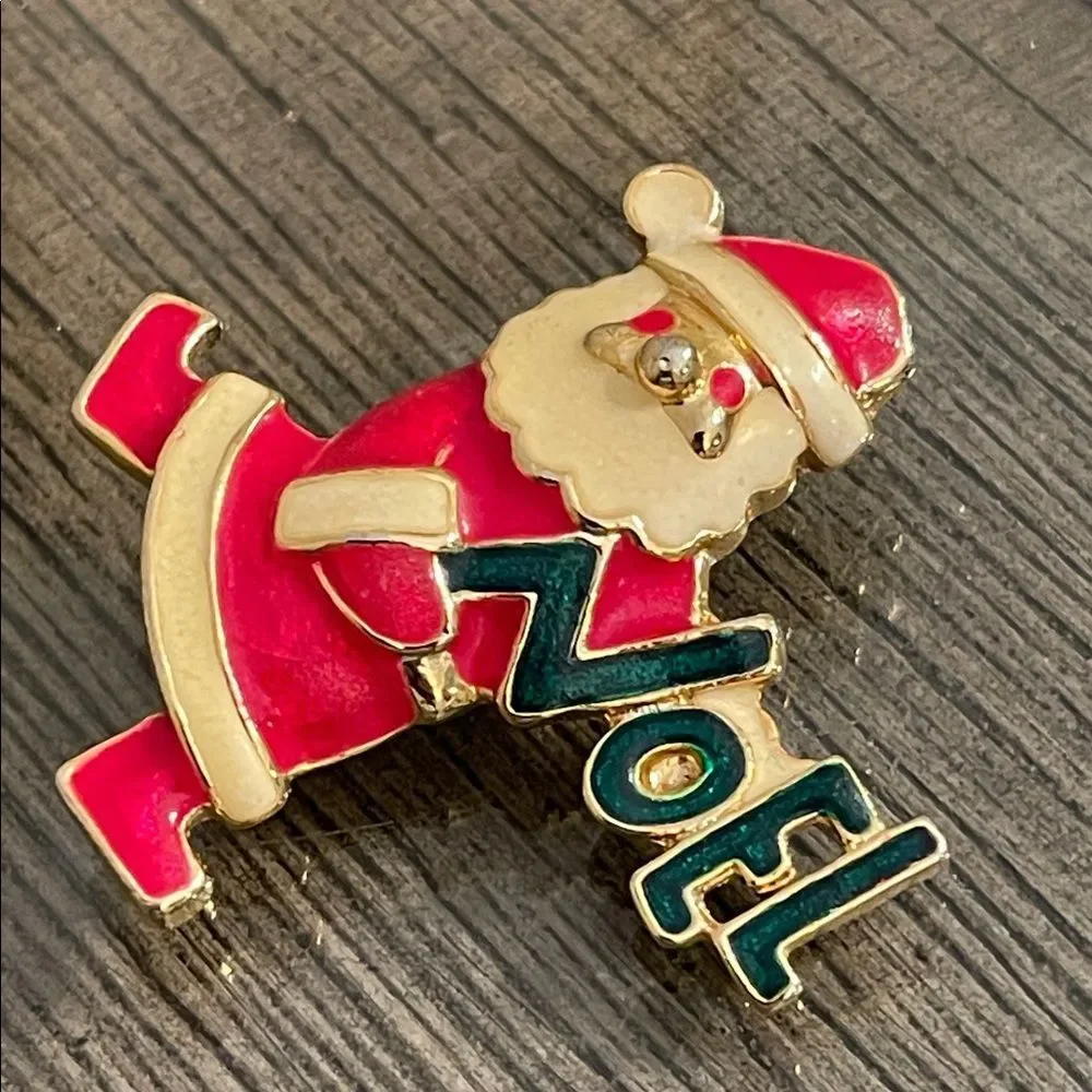 Vintage Jolly Santa - NOEL Enamel Pin By Accessories Associates Inc. Holiday Pin